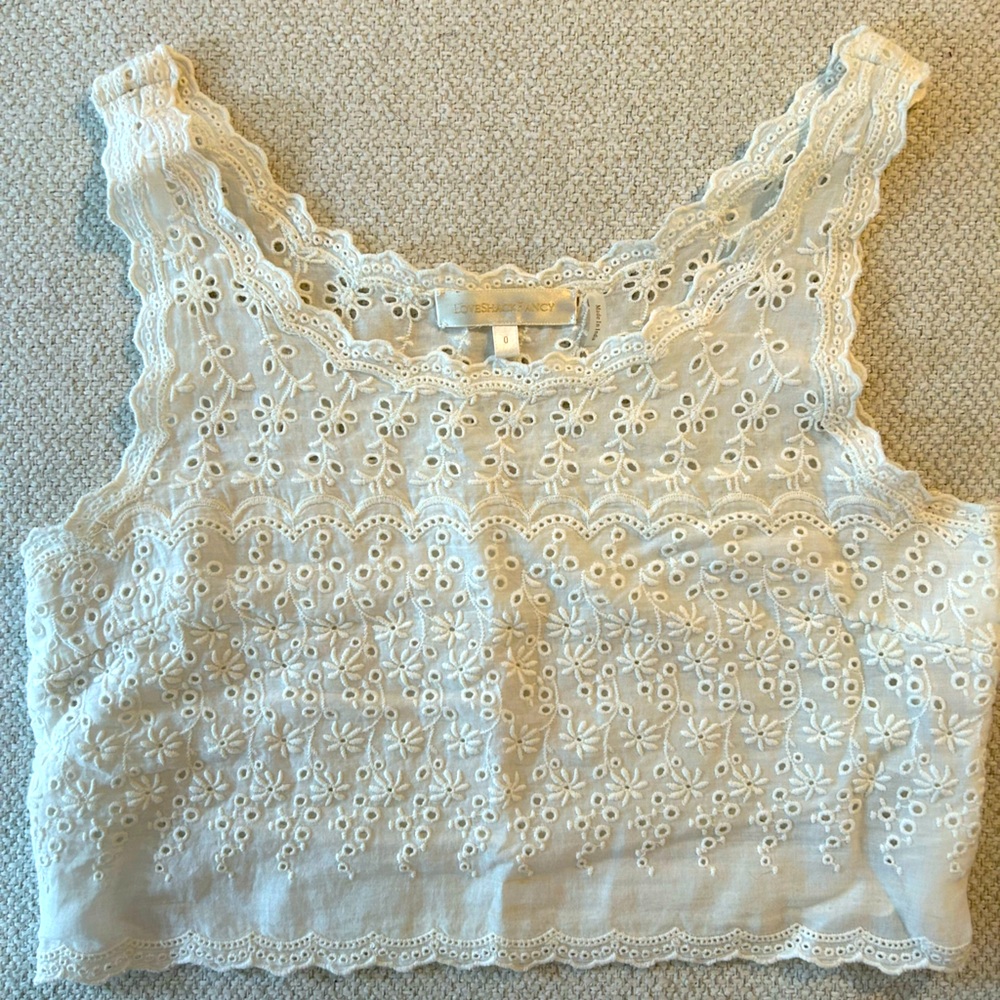 LoveShackFancy White Lace Women's cropped tank top